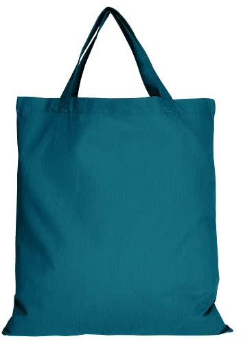 TEXXILLA 10 Stück Baumwolltasche - 28 Farben | mit Zwei kurzen Henkeln | 38x42cm | Jutebeutel | Einkaufstasche | unbedruckt, Farbe:Petrol, Größe:10 Stück