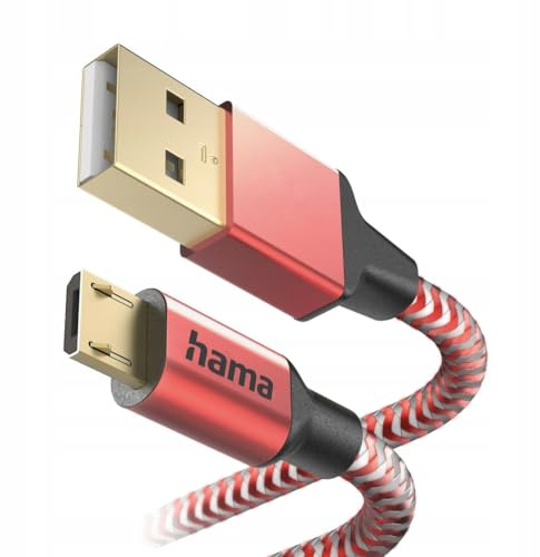 Hama Ladekabel „Reflective“ USB A auf Micro USB, Nylon, 1,5m (Schnellladung, Handy Ladekabel, Datenkabel, USB Kabel, Handykabel, USB Typ A, Knickschutz, flexibel, vergoldet, maximal kompatibel) rot