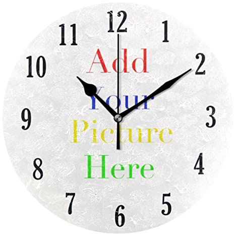 senya Custom Wall Clock with Picture Anniversary Birthday Gift Non Ticking Battery Operated Easy to Read Clock for Indoor Decor for Living Room Bedroom