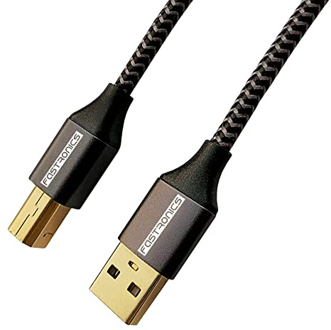 FASTRONICS 3M/10FT USB Printer Cable USB 2.0 Type A Male to B Male Nylon braided Cable Compatible with Printers Like Canon, HP, Brother, Epson, Lexmark, Dell, Samsung etc and other USB B devices
