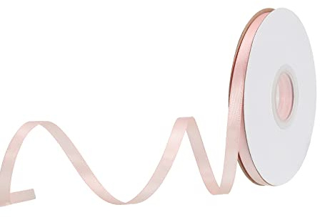 sourcing map 10 mm x 23 Meter Satinband, Doppelseitige Schleifenband Polyester Geschenkband für Deko Party Hochzeit Geburtstag Trauer Geschenkverpackung Band, Pfirsichrosa