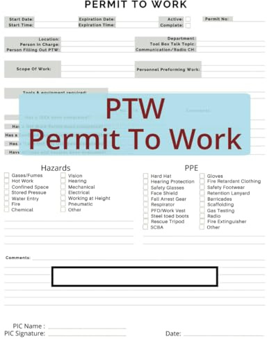 PTW: Permit To Work Book