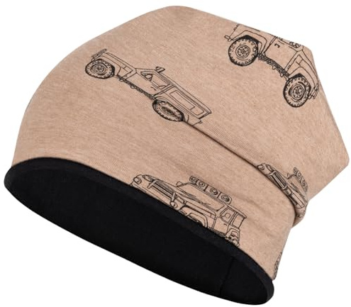 Smarilla Kinder Beanie Übergangsmütze Jungen, 54-56, Beige-Jeep