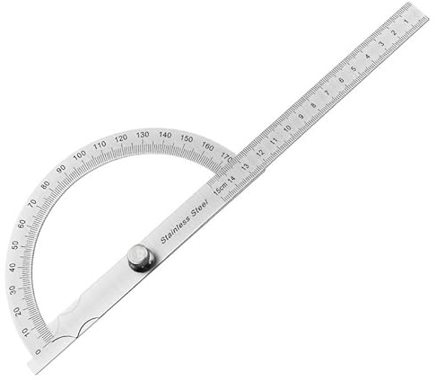 MILATE 180-Grad-Winkelmesser Metall Winkelsucher Goniometer Winkellineal Edelstahl Holzbearbeitungswerkzeuge Drehmesslineal 100/150 Hohe Genauigkeit(15CM)