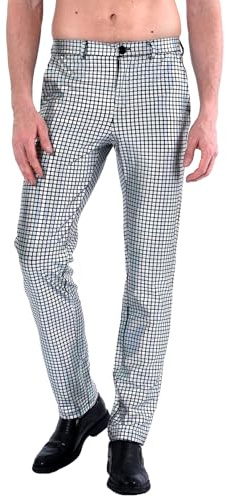 COSAVOROCK Herren 70er Jahre Disco Hose Metallic Glänzend Hosen