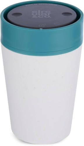 Circular and Co Wiederverwendbarer Kaffeebecher - 100% auslaufsicher, vollständig verschließbar - Weltweit erster Reisebecher aus recycelten Bechern - Nachhaltig, isoliert - 227ml (Kreide,