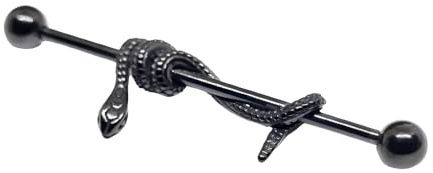 Eclectic Shop Uk Industrial Black Coiled Snake Scaffold 14 Gauge Piercing Bar 38mm 316L Stainless Steel Body Jewellery Earring Barbell