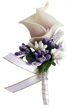 Calla-Lilien-Boutonniere für Herren, Hochzeit mit Nadeln, violette künstliche Calla-Lilie, Bräutigam, Bräutigam, Ansteckblume für Hochzeitszeremonie, Jahrestag, Abschlussball, Party, Anzug, Dekor