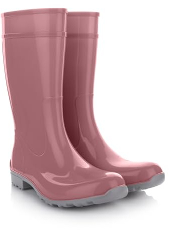 LEMIGO Botas de Goma para Mujer Botas de Lluvia Altas Impermeables Zapatos de Jardín 967 Ilse (Rosa polvo, Sistema tallas calzado EU, Adulto, Números, mediano, 37)