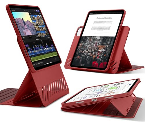 ESR Funda para iPad Pro 11 2022/2021, iPad Pro 11 Pulgadas Case, unda Giratoria con Tapa Magnética Extraíble, Soporte Vertical/Horizontal, 9 Ángulos, Serie Shift, Rojo