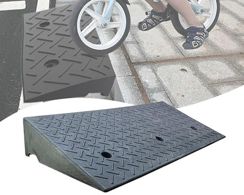 Tragbar Rampe Rollstuhl Bordsteinrampe Gummi Rollstuhlrampe Auffahrkeil Türschwellenrampe Tragbar Dicke Rampenmatte Wasserdicht Spleißbar für Auto Rollstuhl Motorrad Bürgersteig 100x25x4cm (Size : A-