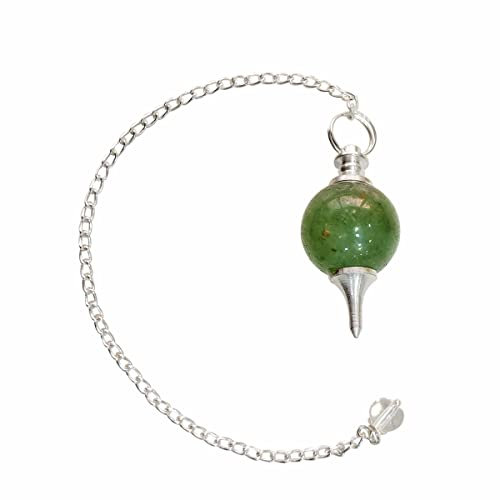 AUOQKQUT Pendule d'urine Verte, Boule d'urine Verte Naturelle, Pendule en Pierre, Cristal de sourcier for la radiesthésie décoration d'intérieur(Color:Green)
