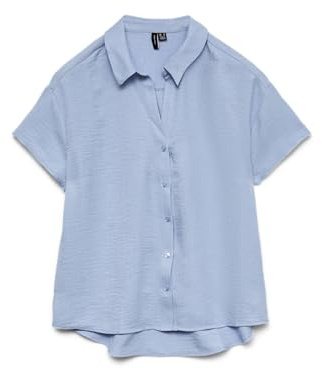 Vmmelaney Queeny SS Shirt WVN Ga Noos, Chambray Blue, Large