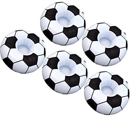 HEMOTON Inflatable Football Drink Holder Cup Set of 5 Pvc Floating Cup Holders for Pool Parties and Outdoor Beach Use