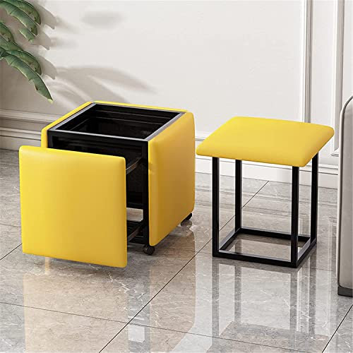 DOCOXA Multifunktionaler 5-in-1-Würfel-Sofa-Pouffe-Hocker, stapelbarer Fußhocker mit Rädern, klappbarer Fußhocker, kreativer Fußstützen-Sofa-Stuhl-Hocker