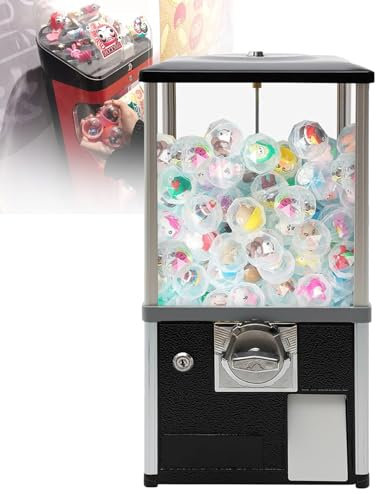 QXIWAOE Kaugummiautomat für 1,26-Zoll-Kapseln, Kaugummis, Süßigkeiten oder Nüsse, freistehender Kaugummiautomat für Kinder, Schwarz