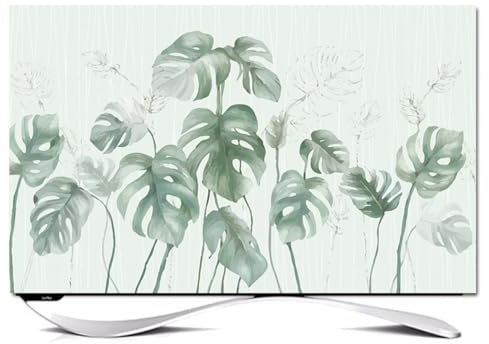 JANEMUA Indoor TV Display Cover, Leaves Pattern Dust/Sun Proof Television Hood,Universal for Desktop/Desktop Monitor/Wall Mount/Curved TV-B||49-52inch