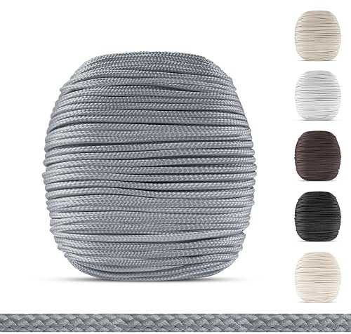 EFIXS Cordon de Store vénitien 2,2 mm - Longueur 10-25 mètres - Cordon Haut de Gamme pour Stores en Bois, Bambou, Aluminium - Robustes et remplaçables. (Gris, 10 mètres)