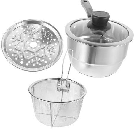 ABOOFAN Set per Cottura a Vapore da 18 Cm Pentola per Brodo per Friggere Pentola per Cottura a Vapore Materiale Sano Capacità Facile da Pulire per Uso Domestico Stile Casuale