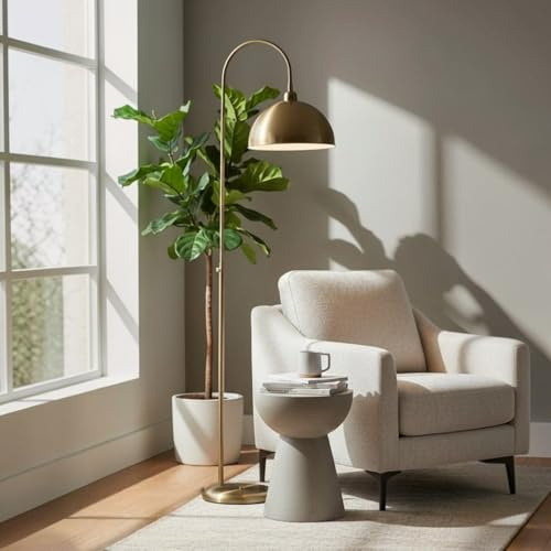 bamyum Gorkiede Stehlampe Metall, E27, verstellbarer Schirm, 30cm, Wohnzimmer Schlafzimmer, Antikes Kupfer