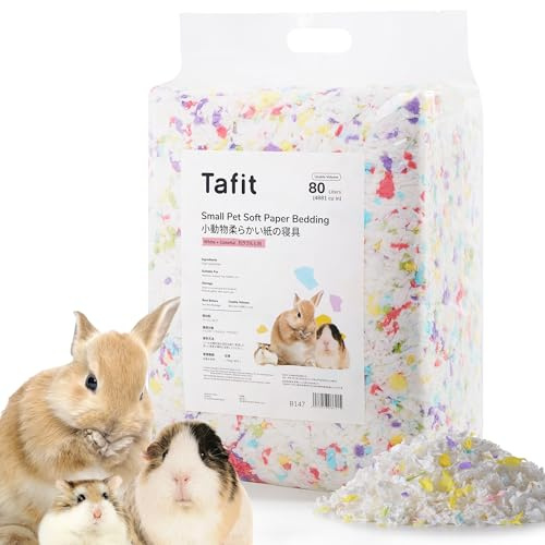 tafit 99% Dust-Free Soft Natural Paper Bedding with Odor Control, for Hamsters, Guinea Pigs, Rabbits, Chinchillas, Rats, Mice, Gerbils, Bunniess, Rodents, Small Animals - 80 Liters (Mixed Colors)