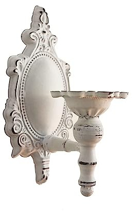 Wandkerzenhalter aus Eisen, rustikal, Shabby-Chic-Stil, Dekoration für Wohn- und Esszimmer, Antik-Weiß, Vintage-Stil
