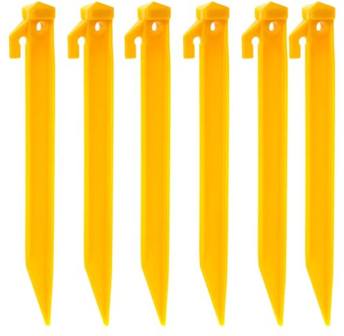 VFM e-Store - Zeltheringe, stark, sicher am Boden, zusätzliche Hebelwirkung, sicher festbinden, Camping, Reisen, Urlaub, Zubehör für den Sommer, 4,5 cm x 21,5 cm, Gelb, 1 Stück