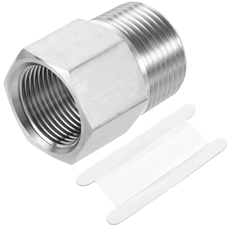 sourcing map Pipe Fitting Reducing Adapter, 3/4 NPT Male x M22 Female 304 Stainless Steel Reducer Connector for Water Oil Air Pressure Gauge, Silver