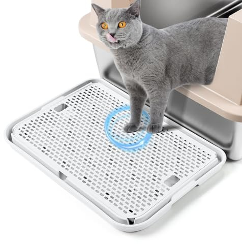 Bartuke Grande Gatto Litter Box Ramp Mat, 42x30CM Gatto Litter Tray Step Scale, Catcher lettiera per automatico autopulente Robot lettiera per gatti, ideale per i gattini e gatti anziani (Bianco)