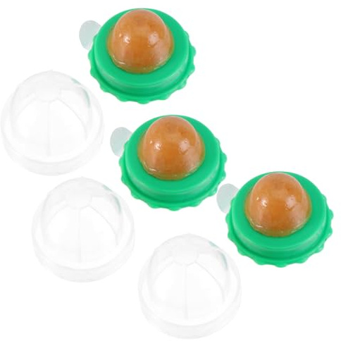 Katzenminze Lutscher Katzenminzeball 3 Stück mit Transparentem Deckel | Haustiersnack für Katzen, Katzenminze für Kätzchen, Random Flavor als Praktischer Leckerli