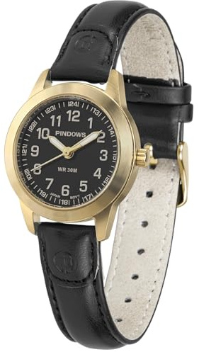 PINDOWS Damenuhren, Elegantes analoges Quarzdesign mit Lederarmband, wasserdichte modische Armbanduhr mit gut lesbarem Leuchtzifferblatt