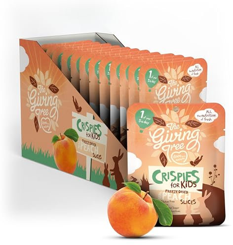 The Giving Tree Freeze Dried Fruit I New Kids Crispies I No Added Sugar, Vegan & Gluten Free I Healthy Snacks for Kids Peach Case of 12