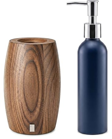 Elitzia Chauffe-huile de massage en noyer noir naturel pour gel, lotion, essence, crème, chauffage d'huile de massage, bouteilles à pompe en métal, chauffage plus rapide et isolant, chauffe-lotion
