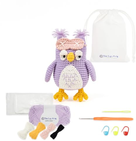 The loop story Häkelset Tiere Eule Crochet kit mit Video-Kurs (Schritt für Schritt auf Englisch) – Häkelset für Anfänger & fortgeschrittene Erwachsene – mit Garn, Häkelnadel & Zubehör