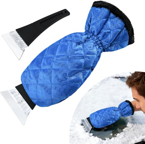 SSIMIDAPT Raschietto per Ghiaccio con Guanto, Raschietto Ghiaccio Auto con Guanto, Spatola per Ghiaccio con Guanto,Impermeabile Caldo, Porte e Finestre di Casa