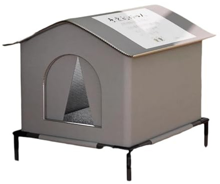 HGTRH Outdoor Katzenhaus, Katzen Outdoor Haus, Hundebett mit Dach HundehüTte Indoor GroßE Hunde Kaninchenhaus Outdoor Brown L