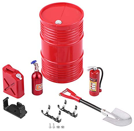 NOENNULL Accessoires sur Chenilles RC, Mini Outil de Simulation de Décoration, Pelle de Voiture, Réservoir de Carburant, Ensemble D'extincteurs (StyleB)