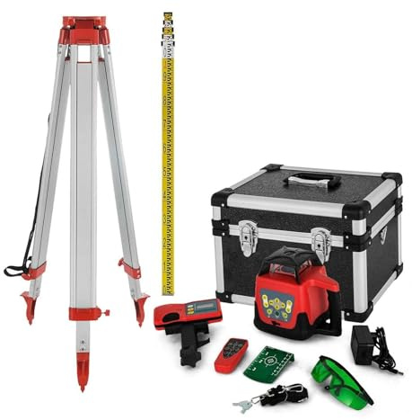 Rotating Laser Level Kit, Self-Leveling Measuring Equipment, 500m Range, Professional Grade for Construction and Outdoor Use