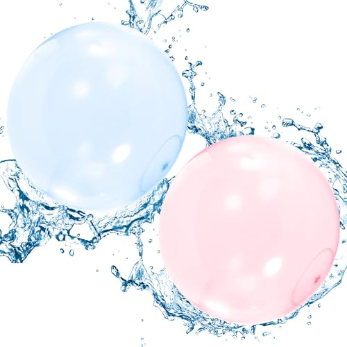 Bubble Ball, AVCXEC 2 stycken 120 cm vattenbubbelboll, vattenboll transparent hoppballong, transparent vattenbubbelboll, uppblåsbar vattenboll, slitstarka ballonger, bubbelboll utomhus