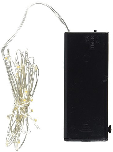 Kikkerland LED 6 ft Hanging Silver Fairy String Lights, Battery Operated, Decorative Lights, Bedroom Living Room, Inside Outside Decor, Home Decor, Party Lights