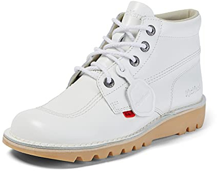 Kickers Unisex Kick Hi Classic Ankle Boots | Extra Comfortable | Added Durability | Premium Quality, White, womens 8