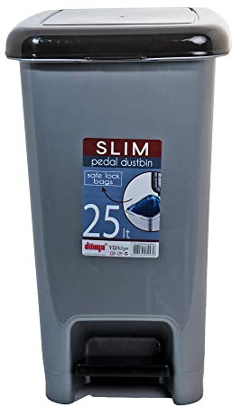 VR7 Slim Plastic Pedal Bin Home Bedroom Bathroom Kitchen Rubbish Dustbin (25L)