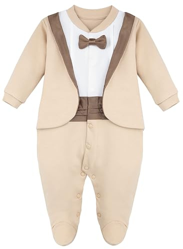 Lilax Baby Boy Gentleman Tuxedo Footie Christmas Holiday Outfit with Bow Tie