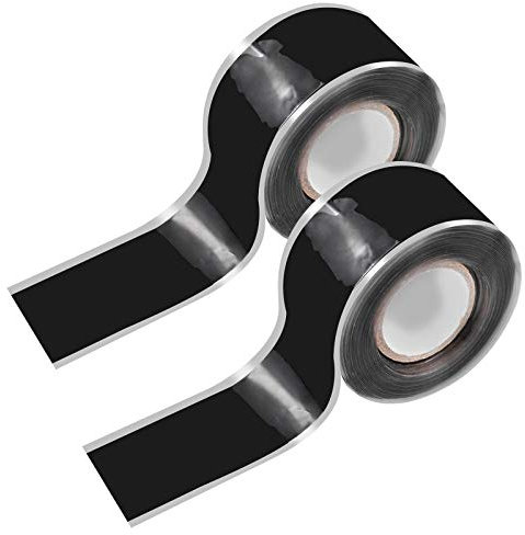 Chstarina 2 Rollen Selbstverschweißendes Silikonband Isolierbänder zur Reparatur Wasserfest Silikon Reparaturband Dichtungsband für Rohr Wasserschläuche 25mm × 6m Schwarz