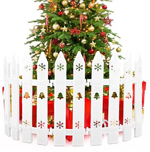 20 Pcs Christmas White Plastic Picket Fence, 30 x 10 cm Mini Decorative Fences Christmas Tree for Xmas Wedding Party Garden Decor