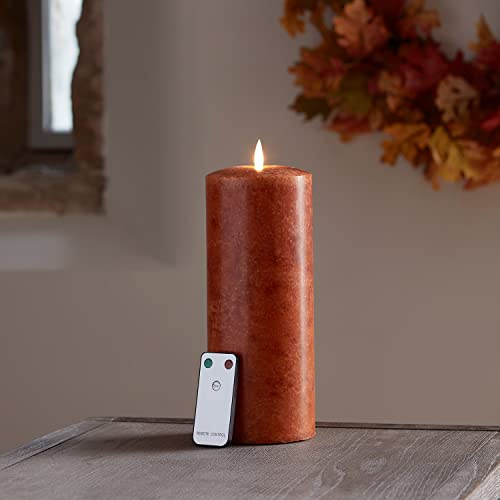Lights4fun TruGlow® Bougie pilier LED en cire véritable, 25 cm, avec télécommande et minuteur, fonctionne avec piles, pour l'intérieur, décoration d'automne, orange