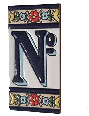 Altea Espagnol Carreaux de numéro de maison en céramique peinte à la main 11 x 5,5 cm ou 5,5 x 11 cm (sans panneau)