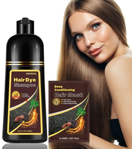 Herbal Light Brown Hair Color Shampoo - 3 in 1 Lasting Hair Dye for Women & Men, 17.60 Fl Oz