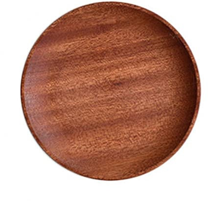 Plateau à fruits ， Vaisselle Assiette à dessert ronde en bois massif Plateau en bois Assiette à collation Assiette à fruits secs Assiette en bois de couleur noyer Plateaux alimentaires ( Size : Khaki