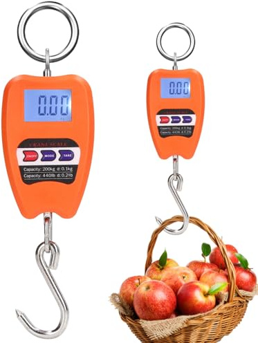 Báscula Colgante Portátil 200 Kg Báscula Colgante Digital Mini Báscula Electrónica para Peso de Equipaje, Caza, Granja, Pesca 2 Pilas AAA (no incluidas)